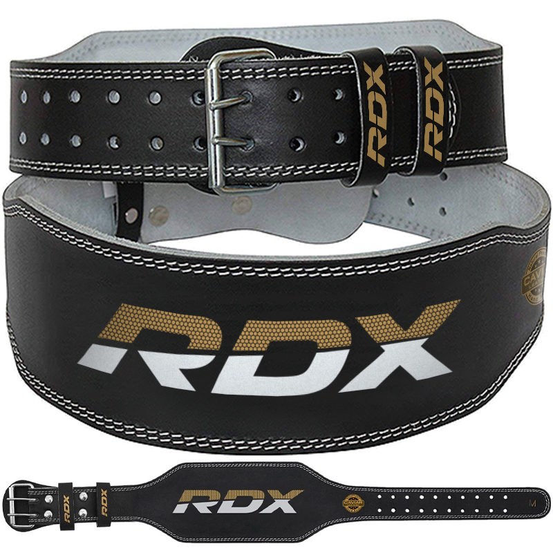 RDX 6 Inch Large Black Leather Weightlifting Belt