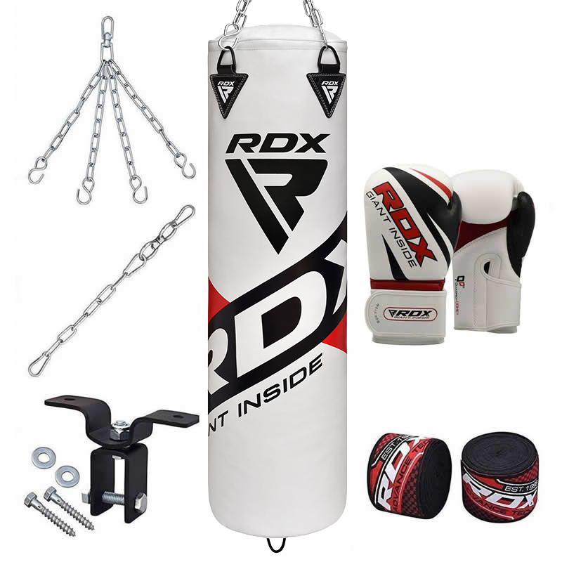 RDX F10 8pcs 4ft / 5ft Set Unfilled Heavy Boxing Punch Bag & Gloves Home Gym Kit
