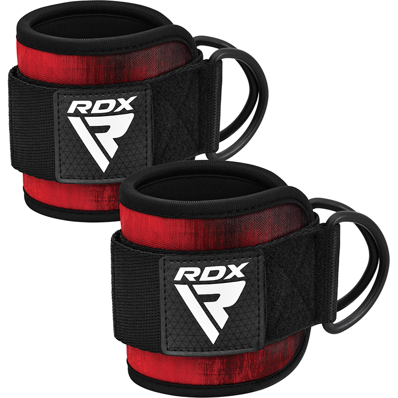 RDX A4 Ankle Straps For Gym Cable Machine-Red-Pair