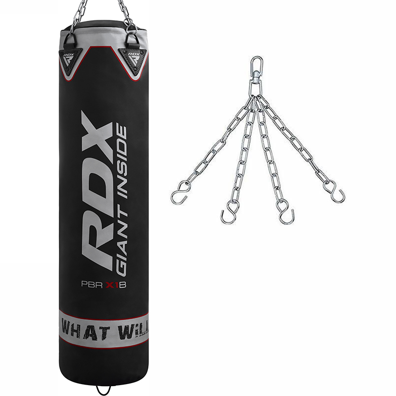 RDX X1 4ft 3-in-1 Black Unfilled Punch Bag Set