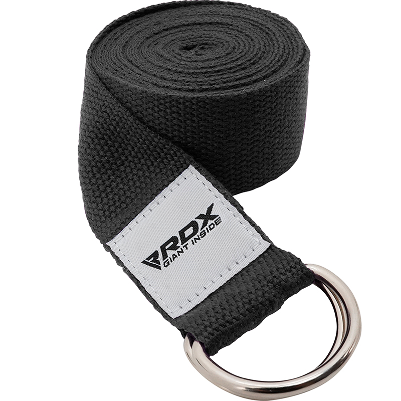 RDX D1 Non-Slip Cotton Yoga Strap With Rust Proof Steel D-Ring Buckle-Black