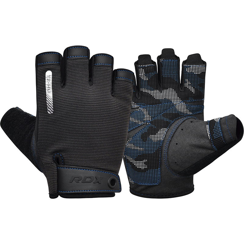 RDX T2 Weightlifting Gloves-Blue-M