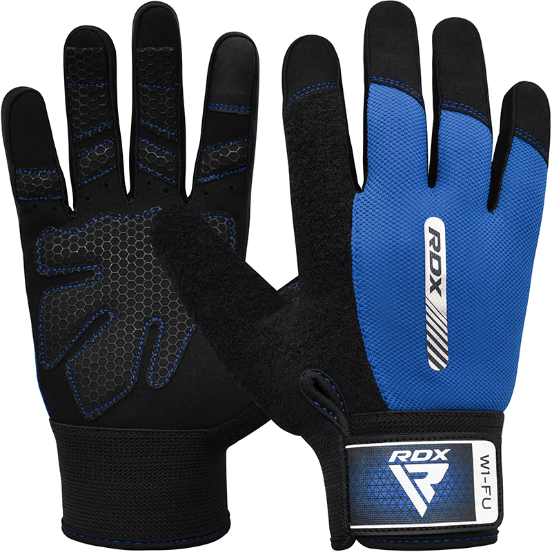RDX W1 Full Finger Gym Gloves-Blue-M