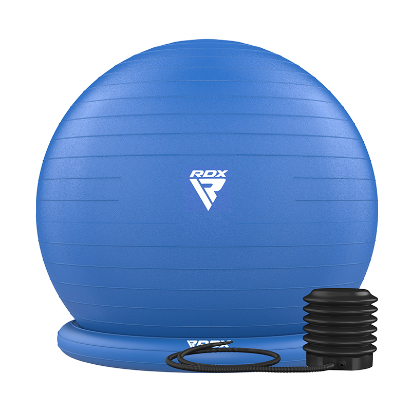 RDX B2 Aufblasbarer Yoga-Ball Mit Rutschfester Basis, Widerstandsrohren U Luftpumpe 55cm Blau PVC