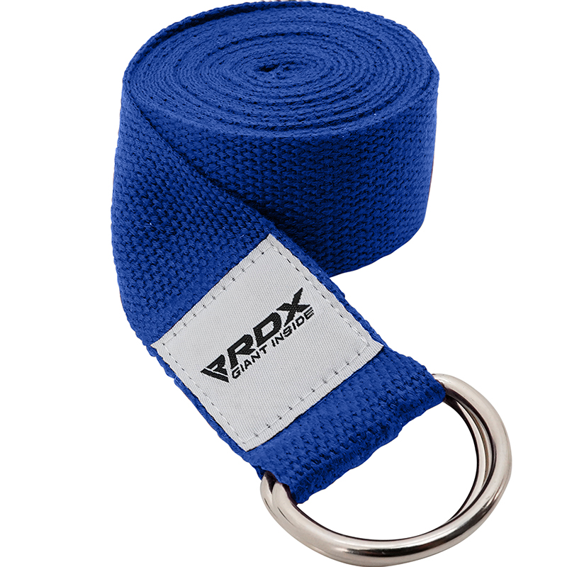 RDX D1 Non-Slip Cotton Yoga Strap With Rust Proof Steel D-Ring Buckle-Blue