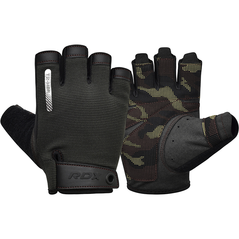 RDX T2 Weightlifting Gloves-Brown-S