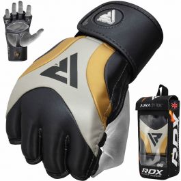 RDX Leather Grappling Gloves MMA Sandbag Fight Sports Training Gloves DE