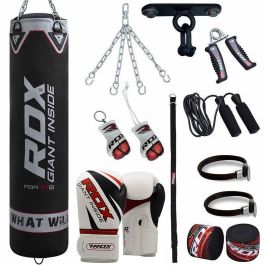 Four Piece Boxing Training Glove Kit Pair of Bag Gloves and Punch Mitts Black