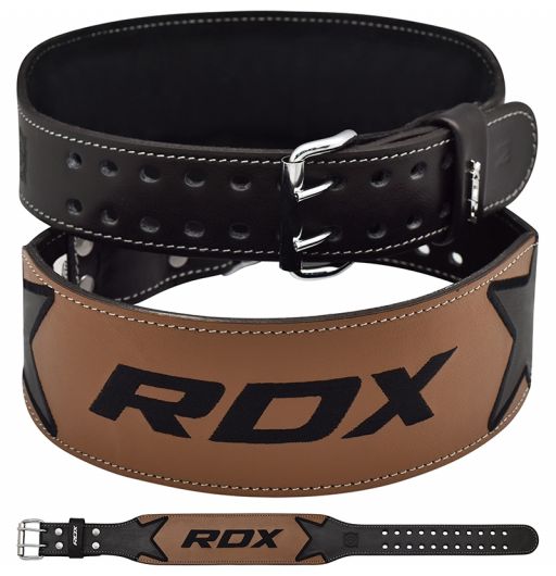 RDX Weight Lifting 4” Leather Gym Belt Black Support Training BodyBuilding AU 