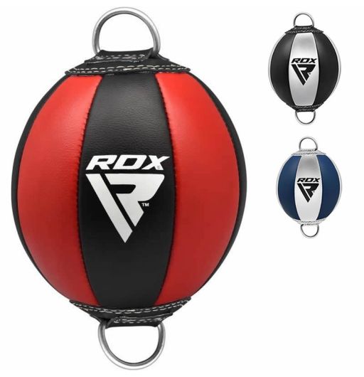RDX Double End Speed Ball Leather Boxing Double End Speed Ball Bag MMA Double End Dodge Ball Punching Training Floor to Ceiling Rope Workout 