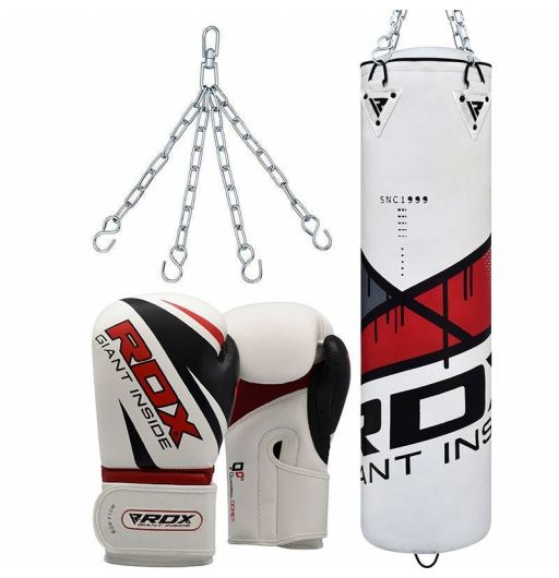 4ft Heavy Filled Punch Bag Angle Body Boxing Upper Cut Gloves MMA Muay Thai Set 