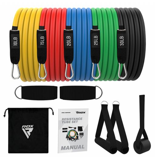 RDX RDX Resistance Bands Fitness Tubes Home Gym Workout Exercise Training 11PC Set 