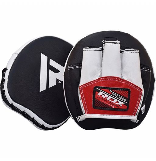 D3X Boxing Focus Pads Hook and Jab Pro Fight Training Punch Gloves MMA BLACK/RED 