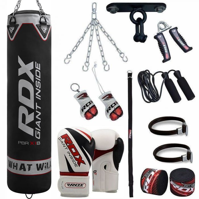 RDX 5ft Boxing Punching Bag Filled Training Gloves Workout MMA Chains 13pc for sale online 