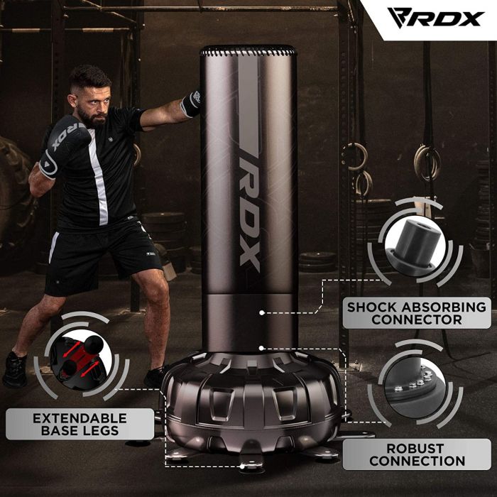 RDX F6 6ft 2in1 Kara Black Free Standing Punch Bag with Mitts Set