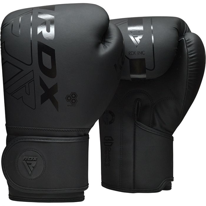 RDX Boxing Gloves Training Muay Thai Matte Black Convex Skin Leather Sparring 