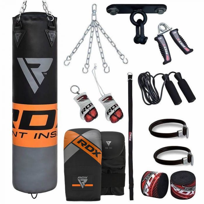 New Set 5ft Hanging Boxing Punch Bag Filled Heavy Duty Punching MMA Training Set