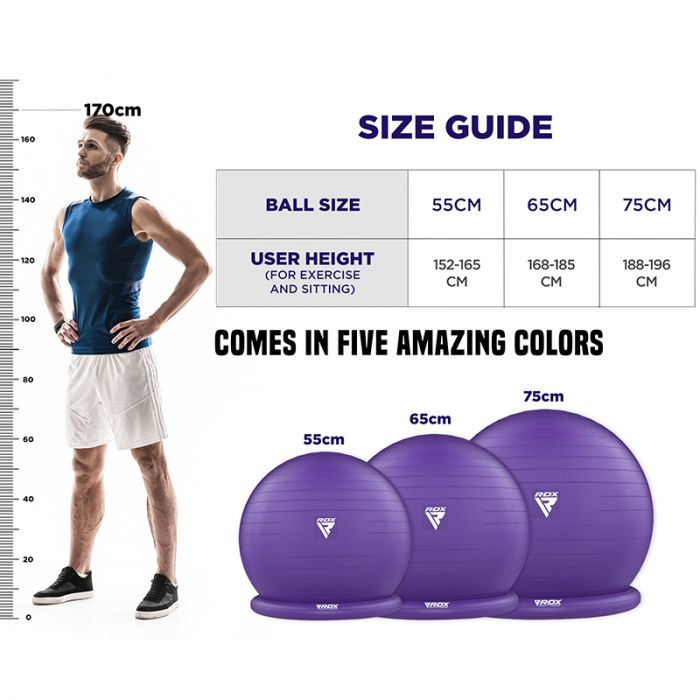 Rdx B2 Inflatable Yoga Ball With Anti-slip Base, Resistance Tubes & Air 