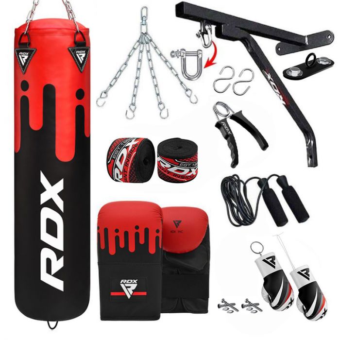 RDX Punching Bag Heavy Boxing Gloves UNFILLED MMA Swivel Chains Training Mitts U 