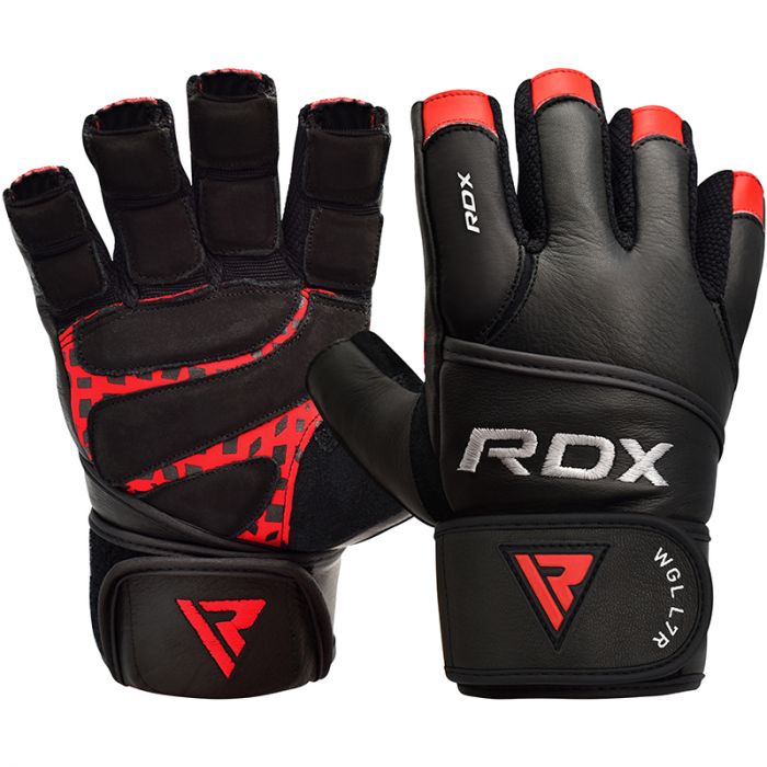 Weightlifting-leather Gloves-Heavy-Duty-Gym-Power-Training-Wrist-Strap-Black 