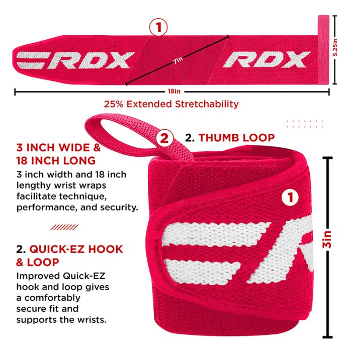 RDX W2 Powerlifting Wrist Wraps Pink for Women RDX® Sports