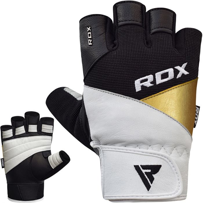 RDX Leather Weight Lifting Training Gym Gloves Body Building Fitness Exercise CA 