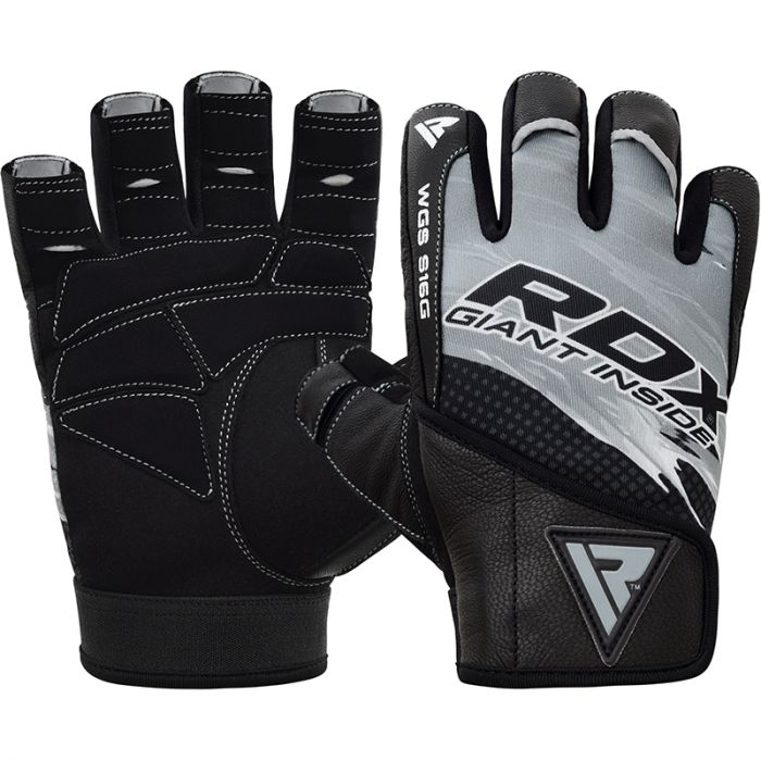 Weightlifting Bodybuilding Padded Palm Black Leather Gloves. 