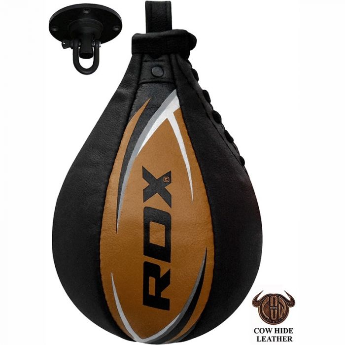 RDX Leather Boxing Speed Ball & Swivel Punch Bag Training MMA Punching S2 