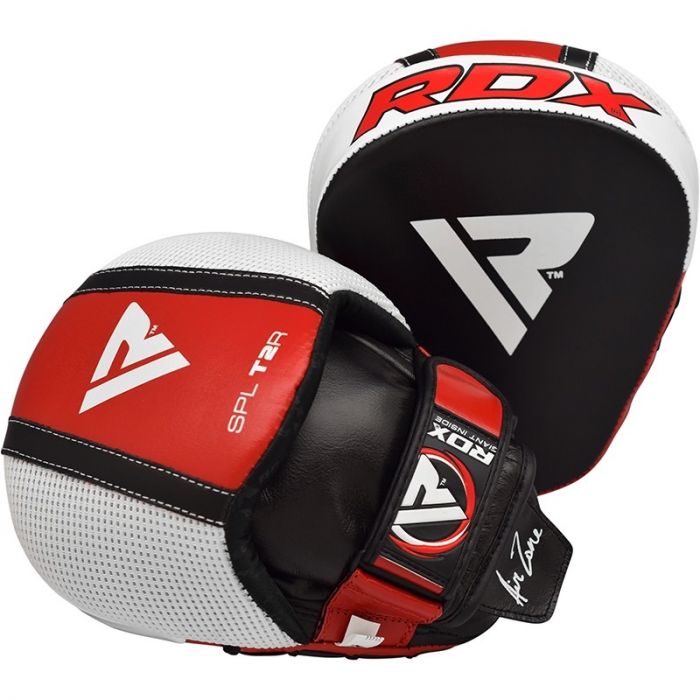 VELO Smartie Leather Curved Focus Pads Hook and Jab Boxing Muay Thai Mitts White 