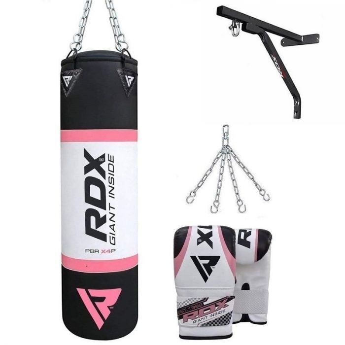 RDX 4FT Ladies Unfilled Heavy Punching Bag Set Women Punch Boxing Gloves Mitts F 