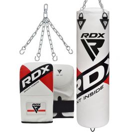 Filled Heavy-Duty 4Ft Punch Bag Set Chain Knuckle Protection Bag Gloves Bracket 