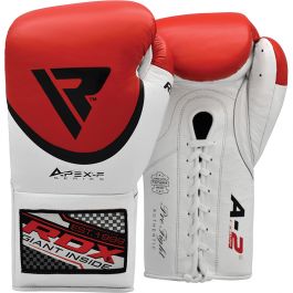 RDX Professional Boxing Fight Gloves Lace-Up Long Laces Padded Fighter Gloves 
