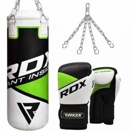 Kids Boxing Punch Bag Hook Set Junior Filled Heavy with MMA Training Gloves 