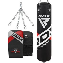 RDX Unfilled Punching Bag Kick Boxing Set Gloves MMA Chains Training Muay Thai 