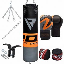 MADX 20 Piece Boxing Set 4ft Filled Heavy Punch Bag Gloves,Chains,Bracket,Kick 