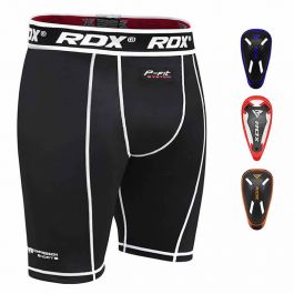 RDX Men's Sport Compression Pants & Groin Cup Running Tight Exercise MMA Boxing 