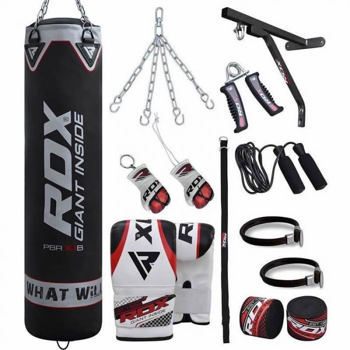3pcs//Set Red Punching Bag Boxing Exercise Taekwondo Fitness Sandbag Chain Hook