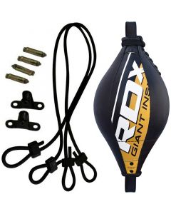 RDX Double End Speed Ball Leather Boxing Speed Bag MMA Dodge Ball Punching Training Floor to Ceiling Rope Workout