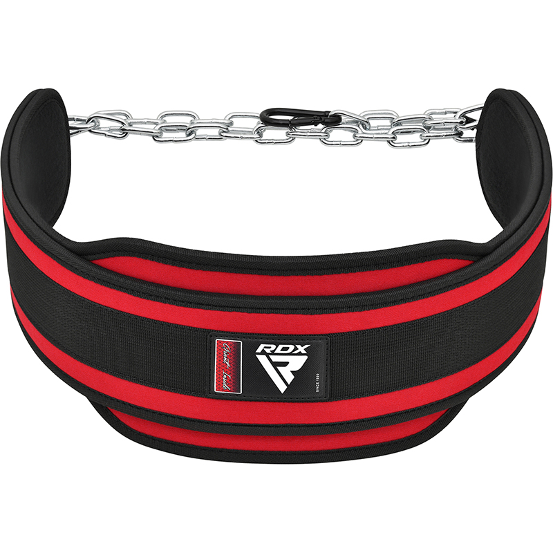 RDX T7 Weight Training Dipping Belt With Chain-Red