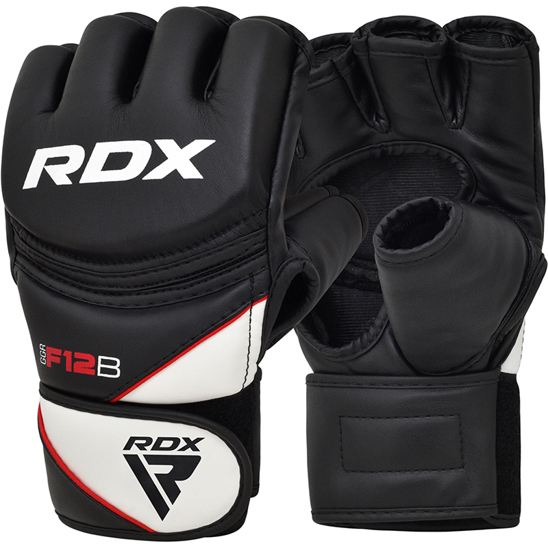 RDX F12 Treinando Luvas De MMA Petite Preto Couro Vegano