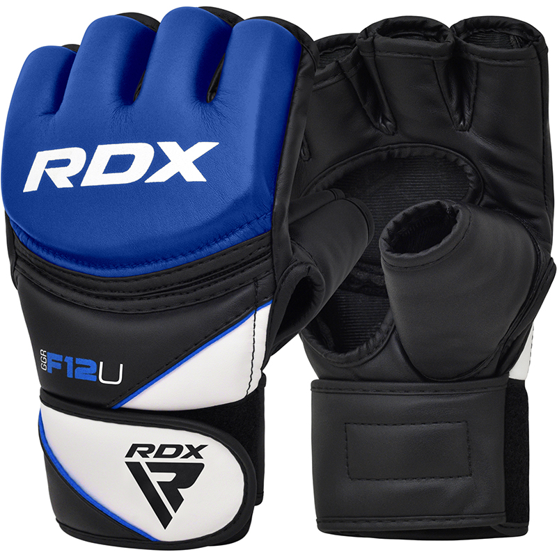 RDX F12 Small Blue Leather X Training MMA Gloves