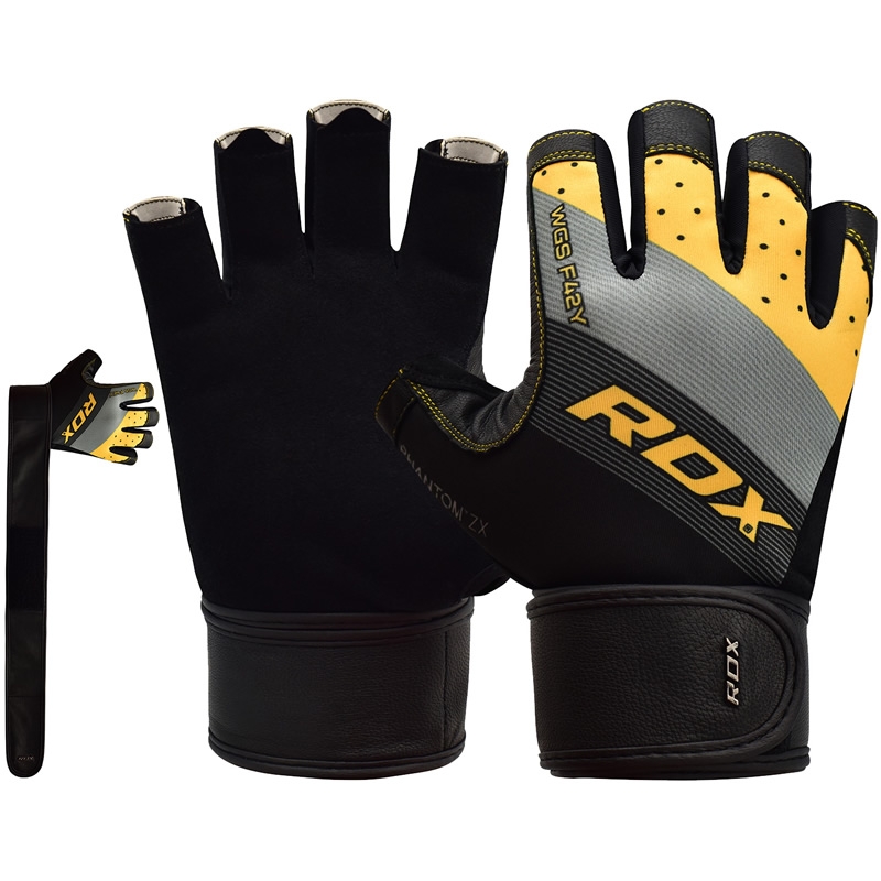 RDX F42 Medium Yellow Lycra Weight Lifting Gym Gloves