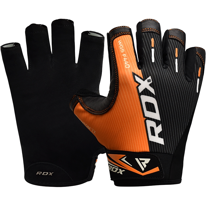 RDX F44 Medium Orange lycra Gym Workout Gloves