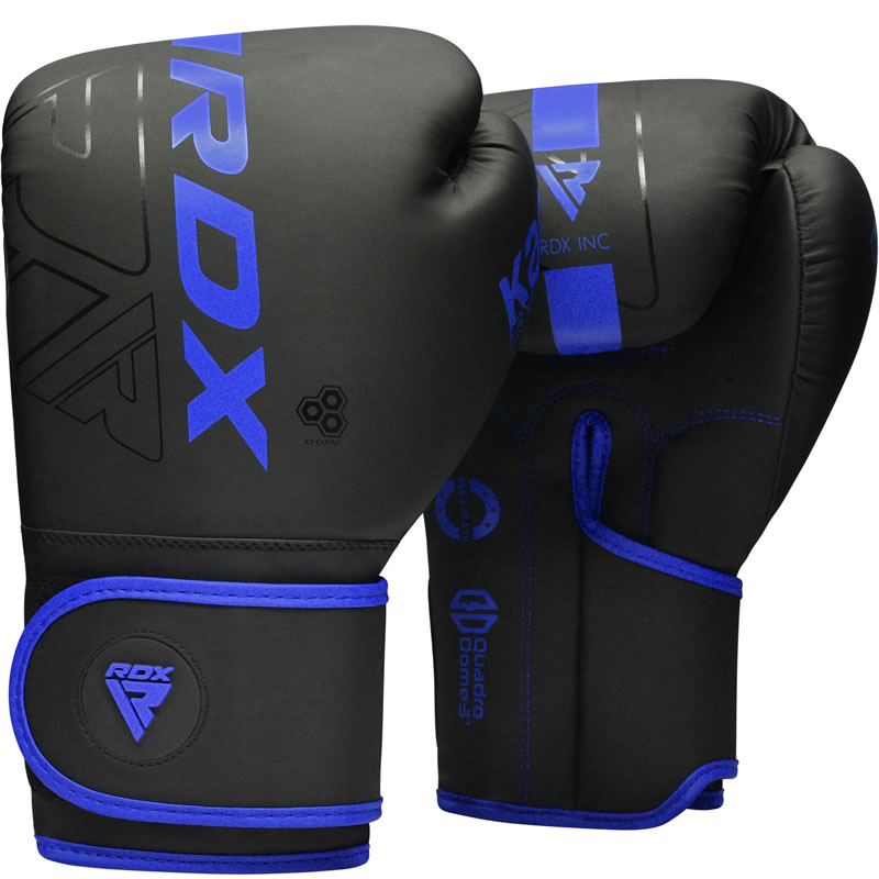 RDX F6 Kara Guantes De Boxeo Entrenamiento Negro 6oz Azul Cuero PU