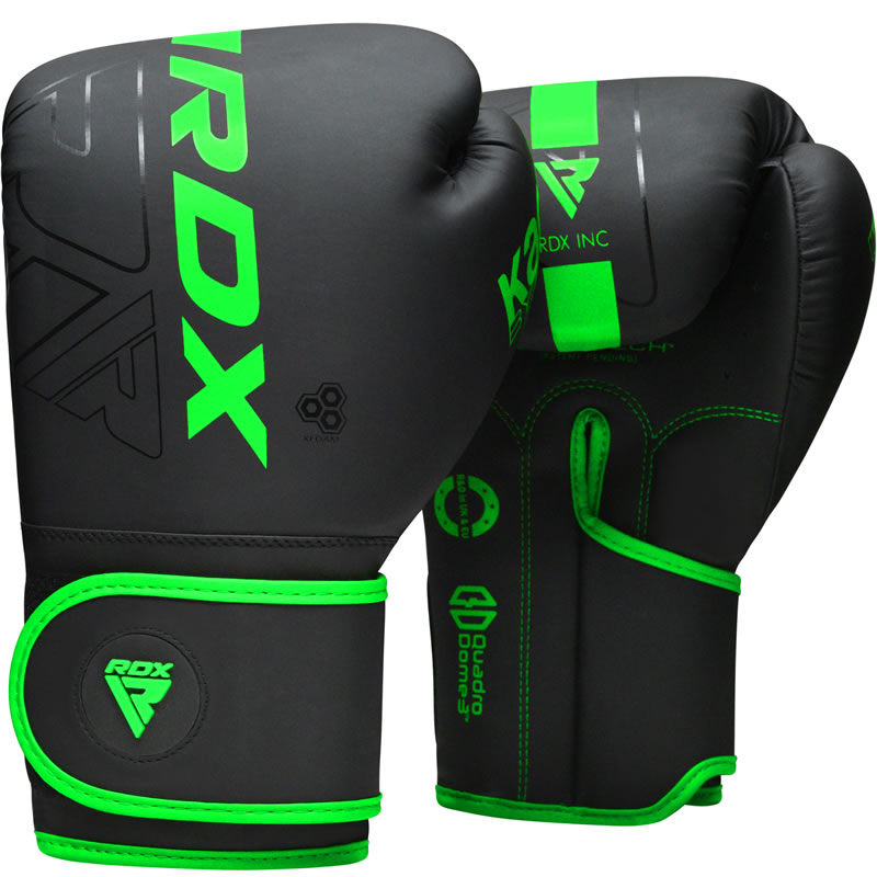 RDX F6 Kara Preto Luvas De Boxe 6oz Verde Couro PU