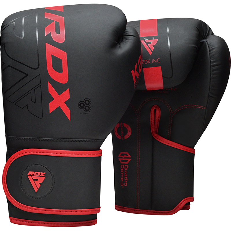 RDX F6 Kara Guantes De Boxeo Entrenamiento Negro 6oz Rojo Cuero PU