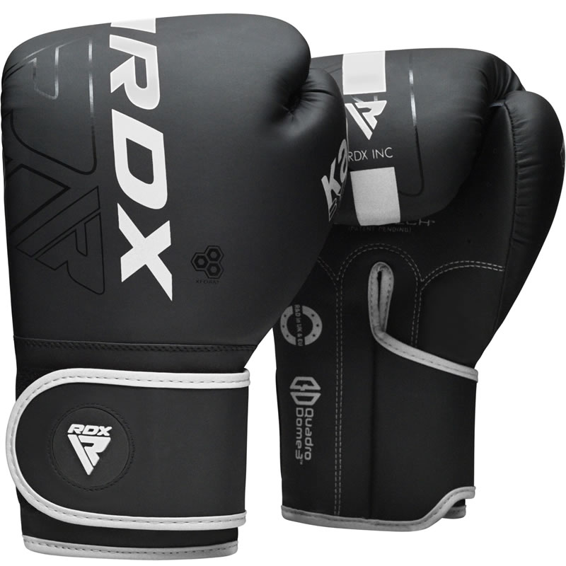 RDX F6 KARA Trainings Boxhandschuhe PU Leder Haken Und Schleife 8oz Schwarz Weiß
