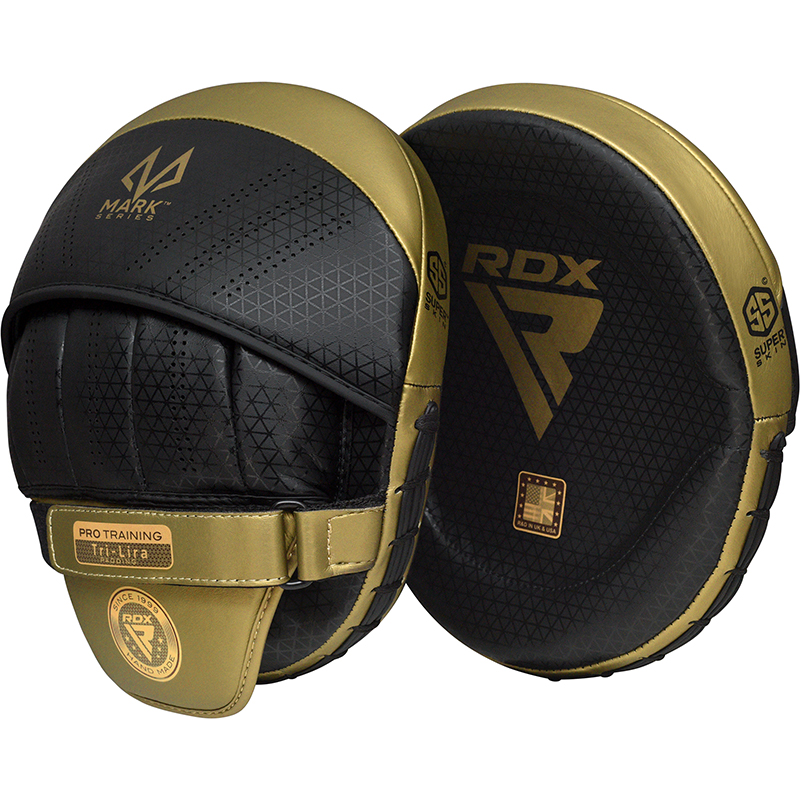 RDX L1 Mark Pro Almofadas De Foco De Treinamento De Boxe Dourado Couro