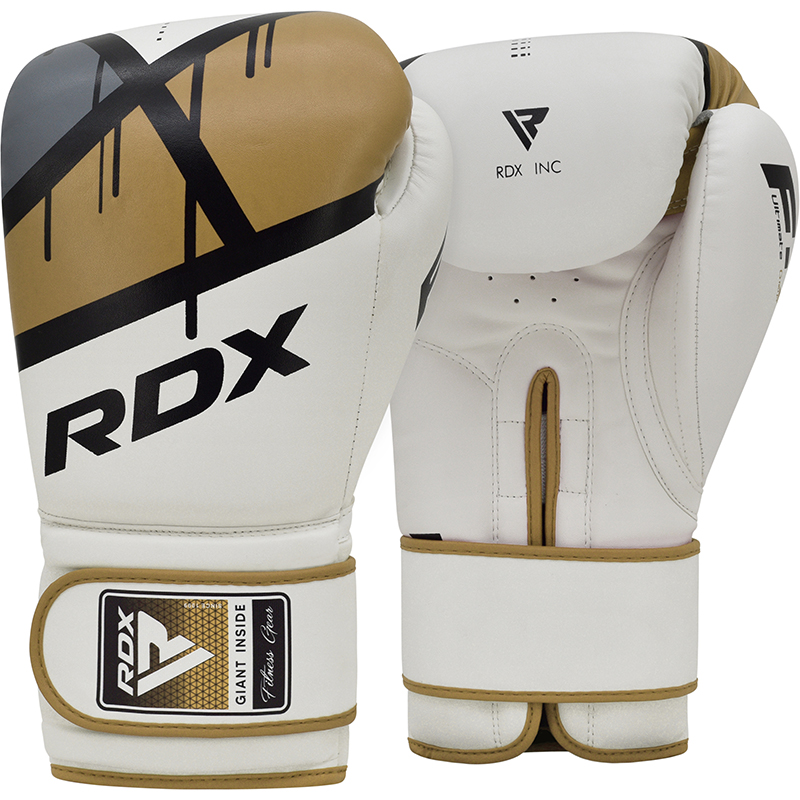 RDX F7 Boxhandschuhe Training Haken Und Schleife 12oz Gold/Weiß/Schwarz/Grau