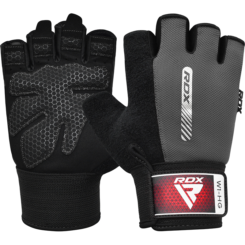 RDX W1 Gym Workout Gloves-Grey-L